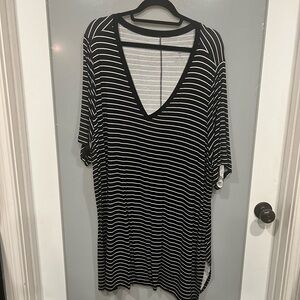 Torrid Black and White Striped Tunic